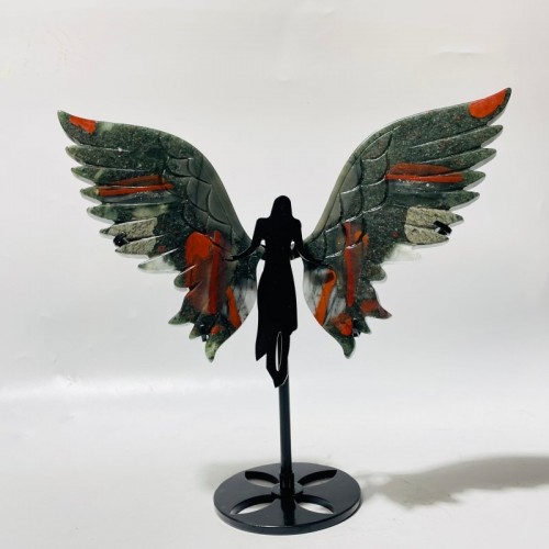 Africa Blood Stone Angel Wing With Stand