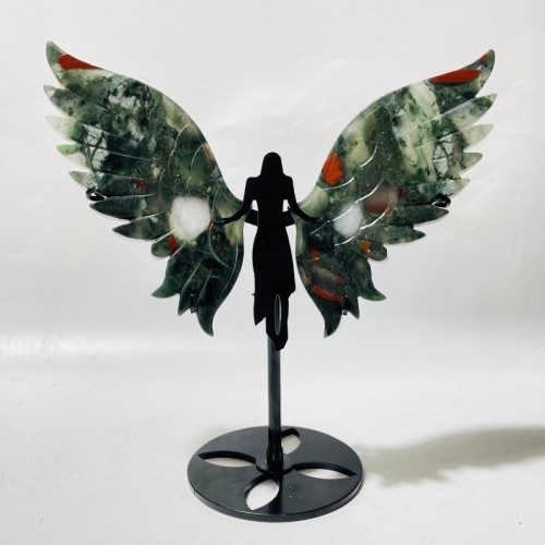 3 Pairs Africa Blood Stone Angel Wing With Stand