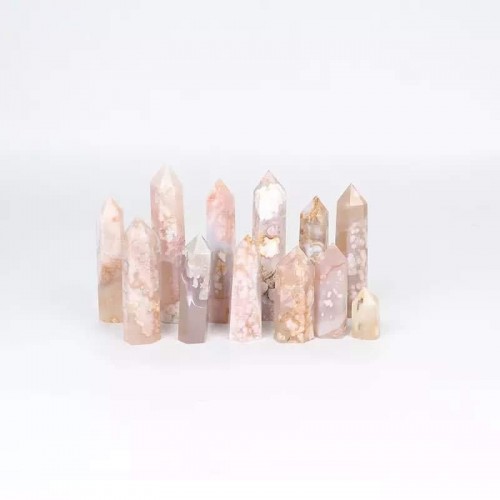 Sakura Agate Tower Quartz Crystals Point Cherry Blossom Flower Agate Wholesale