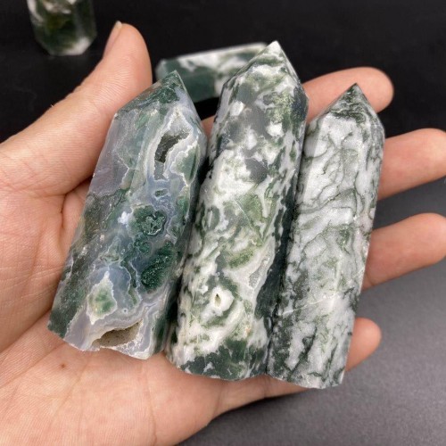 High Quality Green Moss Agate Tower Points Wholesale