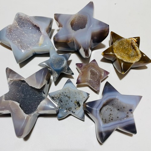 8 Pieces Druzy Agate Geode Star