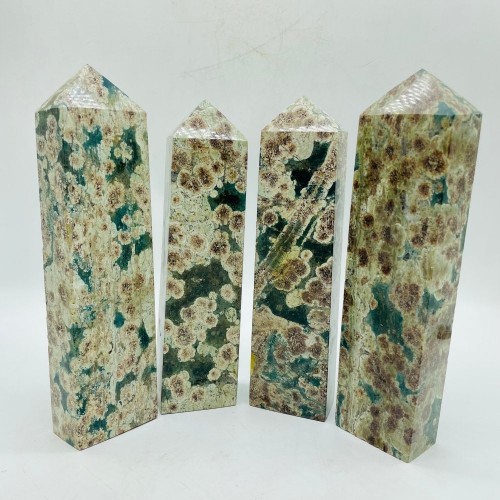 Green Flower Stone Four-Sided Large Tower Point Wholesale