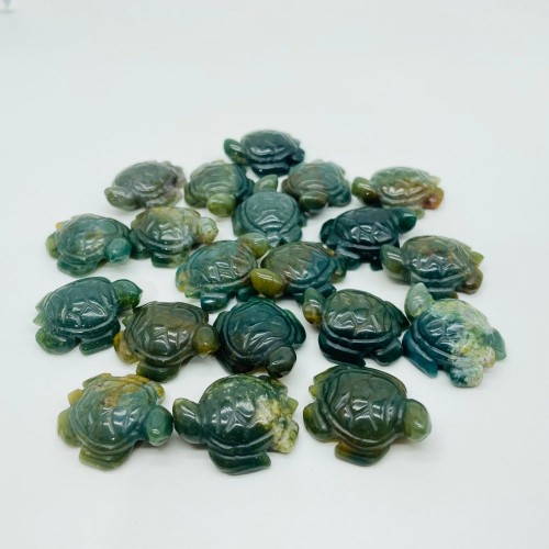 Moss Agate Sea Turtle Carving Wholesale