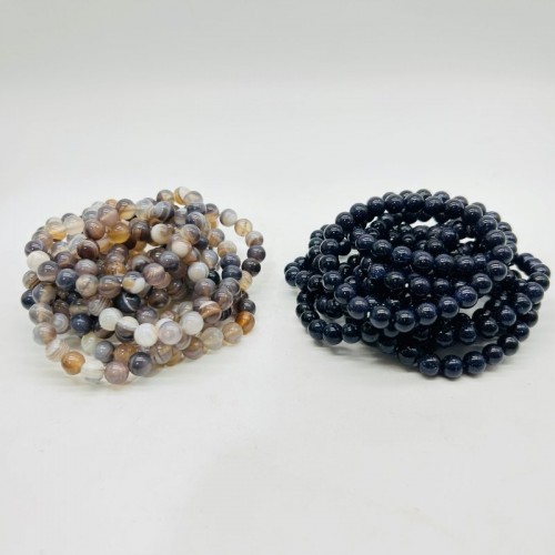 2Types Bracelet Wholesale Blue Sandstone Light Stripe Agate