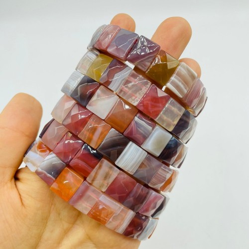 High Quality Red Stripe Agate Square Bracelet Wholesale