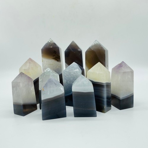 Natural Agate Mixed Quartz Four-Sided Points Wholesale