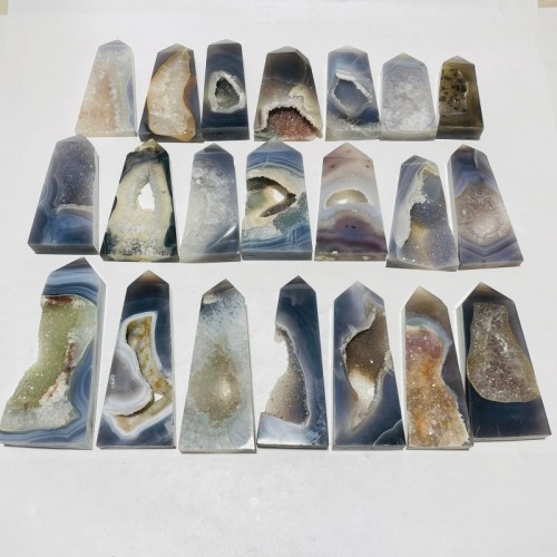 21 Pieces Beautiful Large Agate Geode Druzy Four-Sided Points