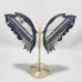 3 Pairs Beautiful Grey Stripe Agate Butterfly Carving With Stand