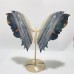 3 Pairs Beautiful Grey Stripe Agate Butterfly Carving With Stand