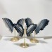 3 Pairs Beautiful Grey Stripe Agate Butterfly Carving With Stand