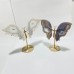 2 Pairs Stripe Agate Symmetry Butterfly Carving With Stand