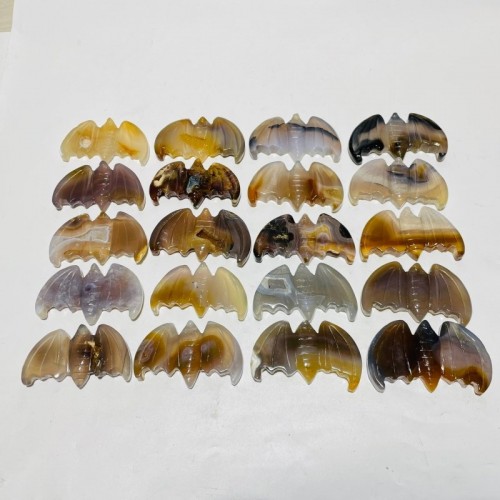 20 Pieces Agate Bat Carving Animal