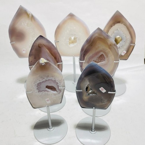 7 Pieces Large Geode Agate Arrow Head With Stand