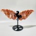 2 Pairs Pink Agate Pegasus Wing Crystal Carving With Stand