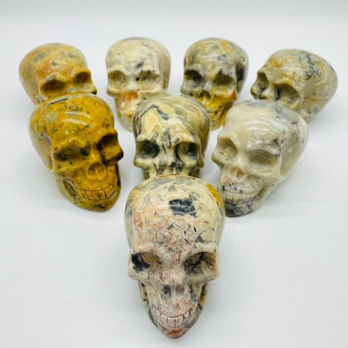 8 Pieces Beautiful Crazy Agate Skull Carving