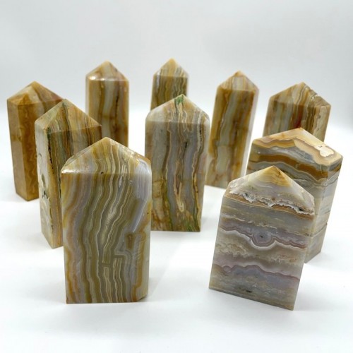 Fat Yellow Agate Four-Sided Tower Points Wholesale