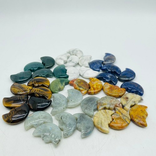 7Types Moon Face Stone Crazy Agate & Labradorite Carving Wholesale