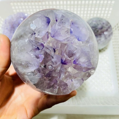 6 Pieces High Quality Amethyst Geode Spheres