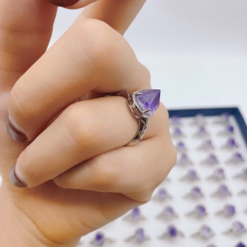 Raw Amethyst Point Ring Wholesale