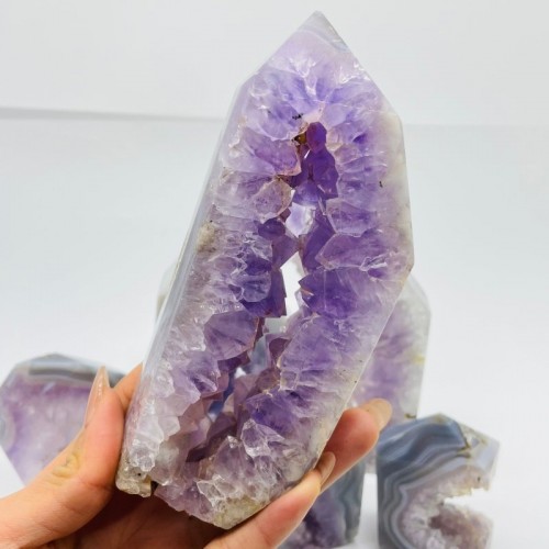 7 Pieces Geode Amethyst Agate Tower Points