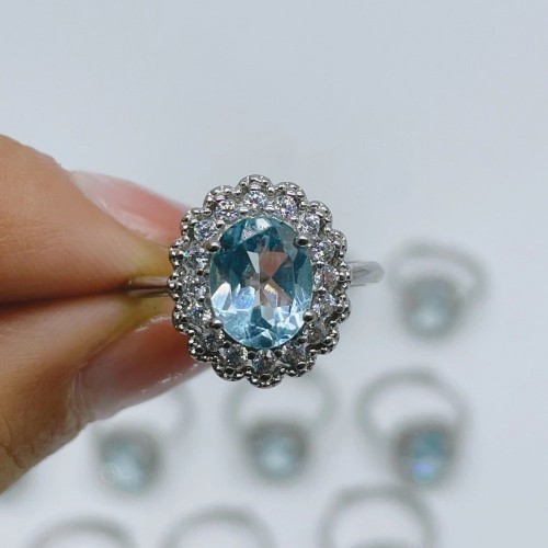 Natural Heat Treatment Blue Topaz Ring Wholesale