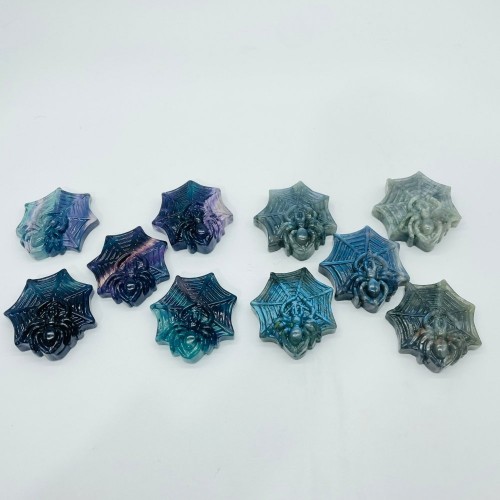 Labradorite Fluorite Spider Carving Wholesale