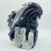 Large Unique Amethyst Dragon With Castle Carving