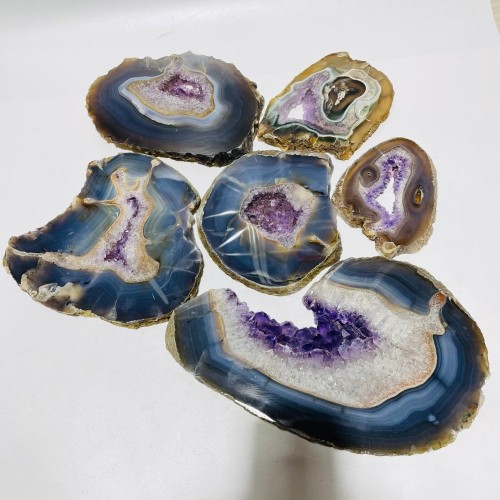 6 Pieces Large Polished Amethyst Geode Slab