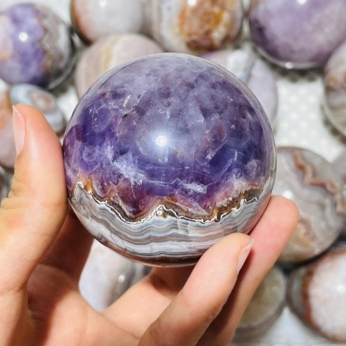 23 Pieces Amethyst Mixed Striped Agate Crystal Spheres