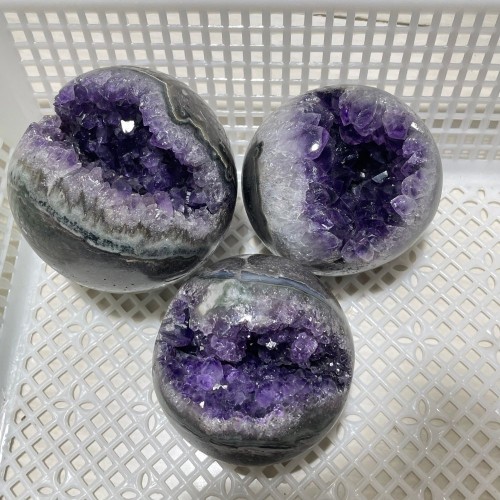 3 Pieces High Quality Amethyst Cluster Spheres