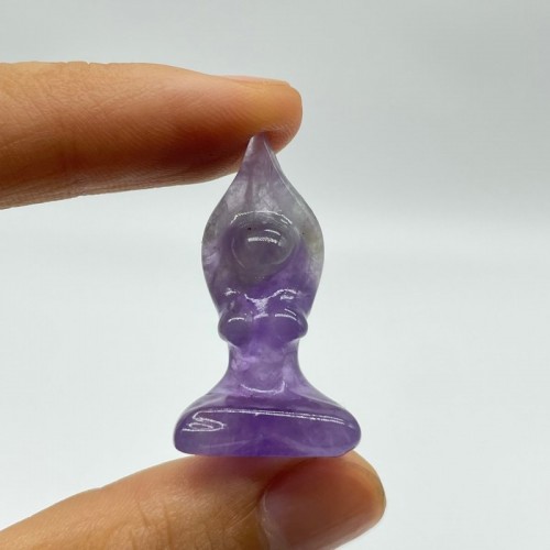 Mini Amethyst Yoga Goddess Female Carving Wholesale