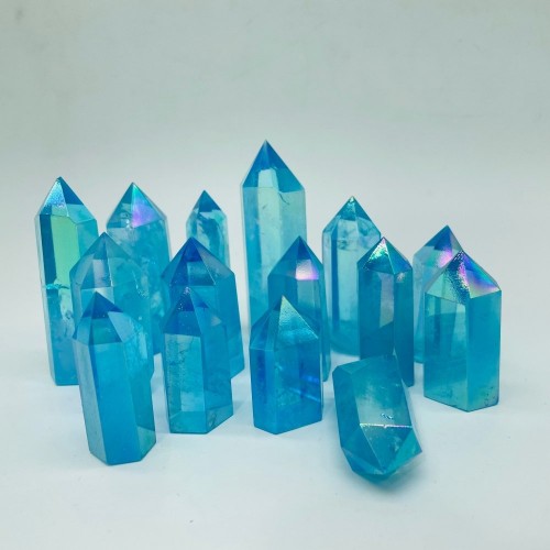 Natural Blue Aura Crystals Points