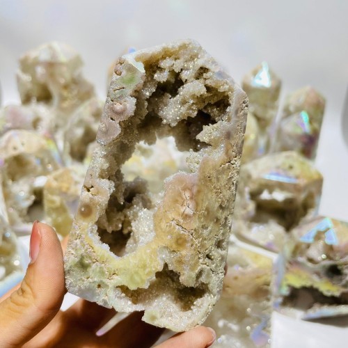 20 Pieces Aura Geode Quartz Druzy Crystal Tower Points