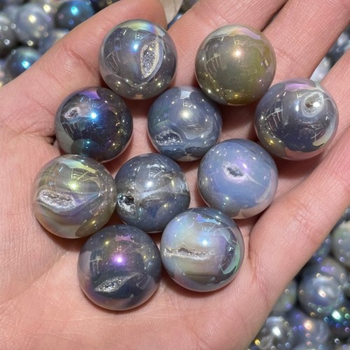 Aura Mini Geode Druzy Agate Spheres Wholesale