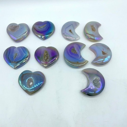 Aura Geode Druzy Agate Heart&Moon Crystal Wholesale