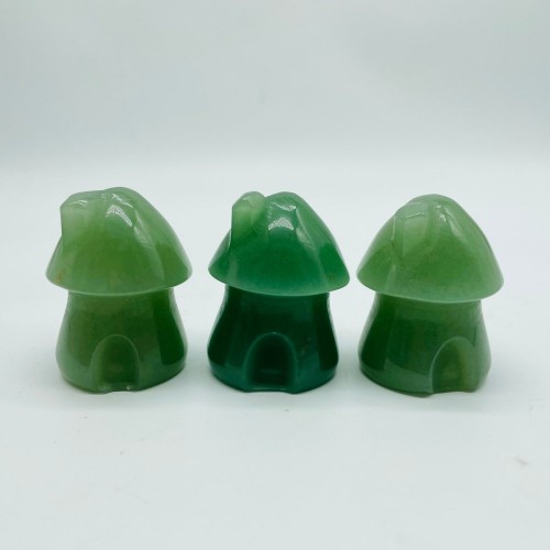 Green Aventurine Mushroom House Carving Wholesale