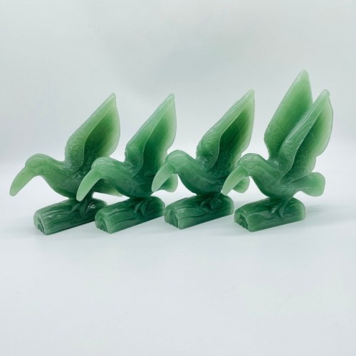 4 Pieces Green Aventurine Bird Carving