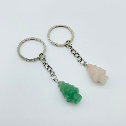 Christmas Tree Keychain Wholesale Rose Quartz Green Aventurine