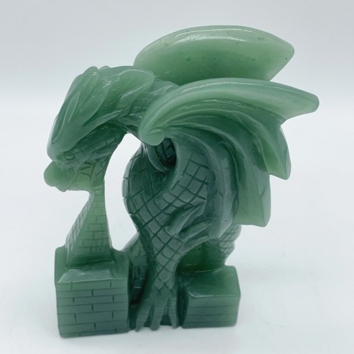 Green Aventurine Dragon Castle Carving