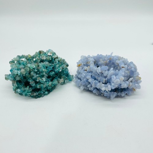 2 Types Chip Bracelet Wholesale Blue Lace Agate Translucent Clear Apatite