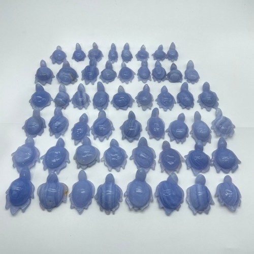 51 Pieces Blue Lace Agate Sea Turtle Carving