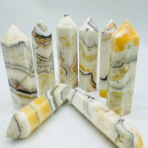 White & Yellow Calcite Tower Point Wholesale