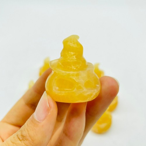 Yellow Calcite Halloween Pumpkin Wizard Carving Wholesale