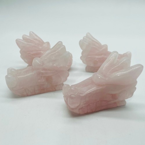 Caribbean Calcite & Rose Quartz Dragon Head Carving Wholesale