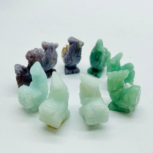 3Types Mini Rooster Chicken Carving Wholesale Caribbean&Green Aventurine