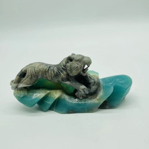 Caribbean Calcite Tiger Carving