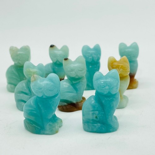 Mini Caribbean Calcite Cat Carving Wholesale