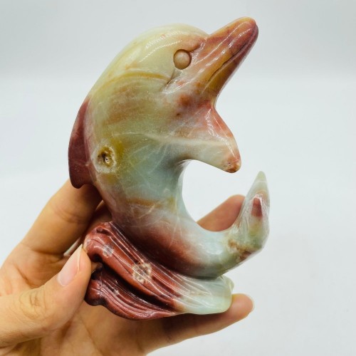 Caribbean Calcite Dolphin Carving