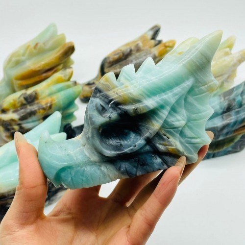 8 Pieces Large Caribbean Calcite Dragon Head Carving