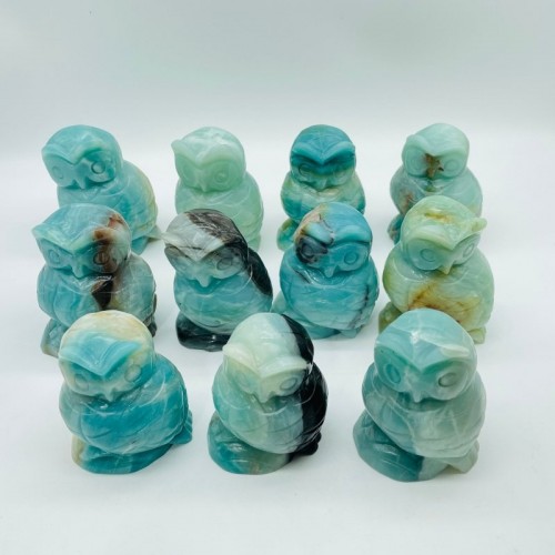 11 Pieces Caribbean Calcite Owl Carving